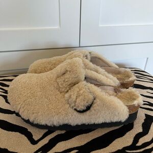 Birkenstock Papillion Boston Big Buckle Shearling Shoe Slip On Size 38